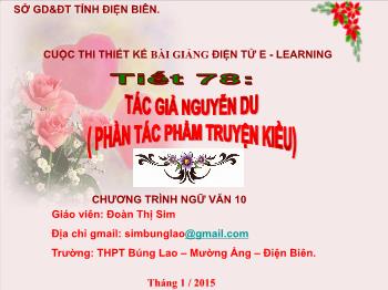 Bài giảng môn Ngữ văn 10 - Truyện Kiều, Nguyễn Du - Trường THPT Búng Lao