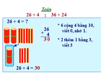 Bài giảng môn Toán Lớp 2 - Tuần 3, Bài: 26 + 4; 36 + 24