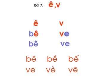 Bài giảng Tiếng Việt Lớp 1 - Bài 7: ê, v