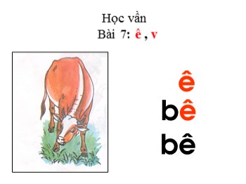 Bài giảng môn Học vần Lớp 1 - Bài 7: ê, v