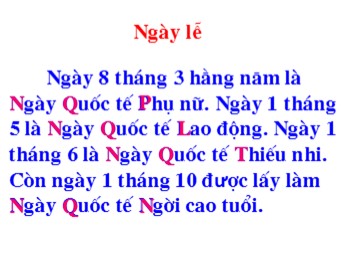 Bài giảng môn Tiếng Việt 2 - Tuần 10, Chính tả: Ngày lễ