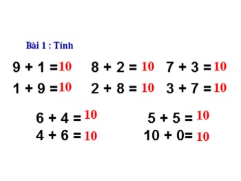 Bài giảng môn Toán Lớp 1 - Bài: Luyện tập (Trang 82)