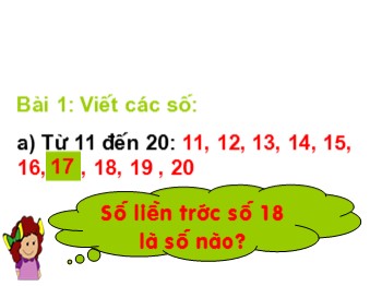 Bài giảng môn Toán Lớp 1 - Bài: Ôn tập các số đến 100