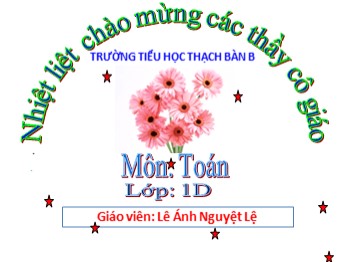 Bài giảng môn Toán Lớp 1 - Bài: Số 0 trong phép cộng - Lê Ánh Nguyệt Lệ