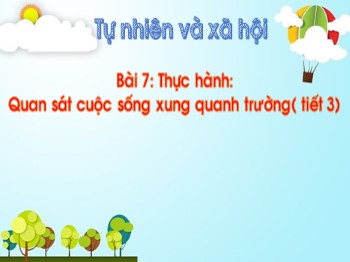 Bài giảng môn Tự nhiên và xã hội Lớp 1 - Bài 7: Thực hành: Quan sát cuộc sống xung quanh trường (Tiết 3)