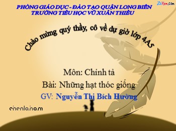 Bài giảng Chính tả Lớp 4 - Bài: Những hat thóc giống - Nguyễn Thị Bích Hường