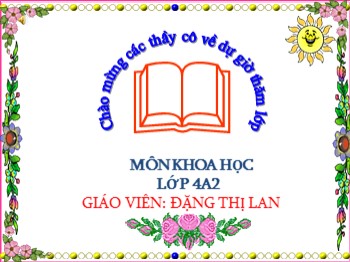 Bài giảng môn Khoa học Lớp 4 - Tuần 18: Không khí cần cho sự sống - Đặng Thị Lan