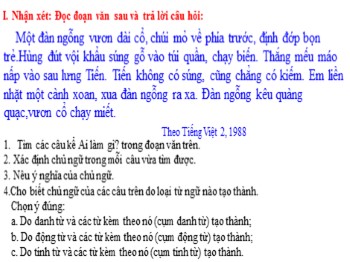 Bài giảng môn Luyện từ và câu 4 - Tuần 19 - Bài: Chủ ngữ trong câu kể Ai làm gì ?