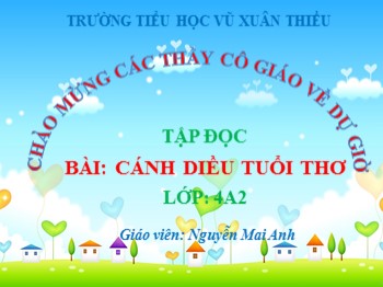 Bài giảng môn Tập đọc Lớp 4 - Tuần 15 - Bài: Cánh diều tuổi thơ - Nguyễn Mai Anh