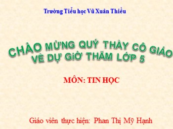 Bài giảng môn Tin học Lớp 5 - Bài: Thủ tục trong logo