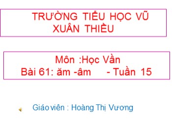 Bài giảng môn Học vần Lớp 1 - Tuần 15, Bài 61: ăm-âm - Hoàng Thị Vương