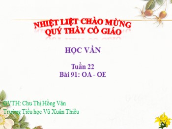 Bài giảng môn Học vần Lớp 1 - Tuần 22, Bài 91: oa-oe - Chu Thị Hồng Vân