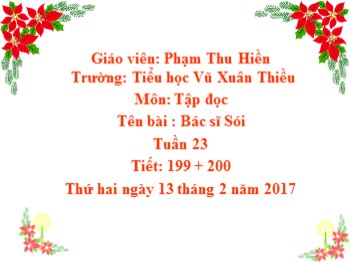 Bài giảng môn Tập đọc Lớp 2 - Tuần 23 - Bài: Bác sĩ Sói - Phạm Thu Hiền