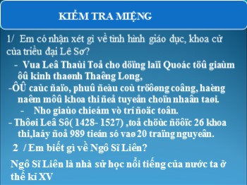 Bài giảng môn Lịch sử 7 - Tiết 43, Bài 20: Nước Đại Việt thời Lê Sơ (1428-1527) (Tiếp theo)