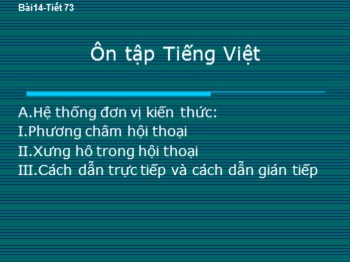 Bài giảng môn Ngữ Văn Lớp 9 - Tiết 73, Bài 14: Ôn tập Tiếng Việt
