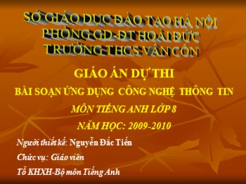 Bài giảng môn Tiếng Anh Lớp 8 - Unit 4: Our past - Lesson 3: The Lost Shoe