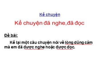 Bài giảng Kể chuyện Lớp 4 - Bài: Kể truyện đã nghe, đã đọc về lòng dũng cảm