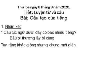 Bài giảng Luyện từ và câu Lớp 4 - Tiết 1, Bài: Cấu tạo của tiếng