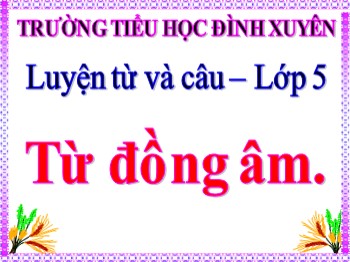 Bài giảng Luyện từ và câu Lớp 5 - Bài: Từ đồng âm