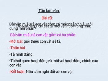 Bài giảng Tập làm văn Lớp 4 - Bài: Luyện tập quan sát con vật