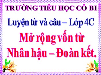 Bài giảng Luyện từ và câu 4 - Tuần 2 - Mở rộng vốn từ: Nhân hậu-Đoàn kết