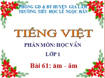 Bài giảng Tiếng Việt Lớp 1 - Phân môn: Học vần - Bài 61: ăm-âm