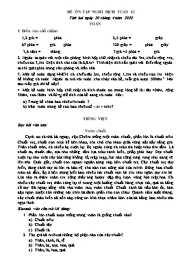 Đề ôn tập nghỉ dịch môn Tiếng Việt, Toán Lớp 5 - Tuần 12