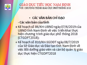 Giáo dục tiểu học Nam Định với Chương trình Giáo dục Phổ thông 2018