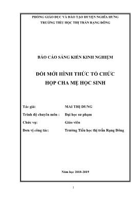 Sáng kiến kinh nghiệm Đổi mới hình thức tổ chức họp cha mẹ học sinh