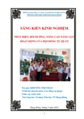 Sáng kiến kinh nghiệm Phát hiện, bồi dưỡng, nâng cao năng lực hoạt động của hội đồng tự quản