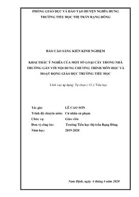 SKKN Khai thác ý nghĩa của một số loại cây trong nhà trường gắn với nội dung chương trình môn học và hoạt động giáo dục trường Tiểu học