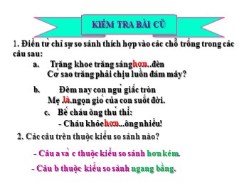 Bài giảng môn Tiếng Việt Lớp 3 - Tuần 10: So sánh, dấu chấm