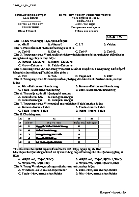 Đề thi lý thuyết Tốt nghiệp nghề phổ thông môn Tin học văn phòng - Đề 8 - Năm học 2012-2013 - Sở GD & ĐT Lâm Đồng (Kèm đáp án)