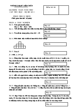Đề thi Olympic Toán tuổi thơ cấp Tiểu học - Đề số 2 - Phòng GD&ĐT Diễn Châu