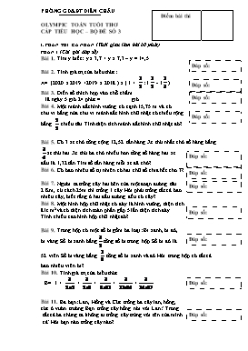 Đề thi Olympic Toán tuổi thơ cấp Tiểu học - Đề số 3 - Phòng GD&ĐT Diễn Châu
