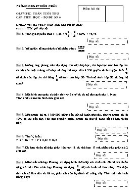 Đề thi Olympic Toán tuổi thơ cấp Tiểu học - Đề số 6 - Phòng GD&ĐT Diễn Châu