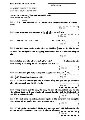 Đề thi Olympic Toán tuổi thơ cấp Tiểu học - Đề số 7 - Phòng GD&ĐT Diễn Châu