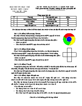 Đề thi thực hành môn Tin Khối Tiểu học - Bảng A - Năm học 2015-2016 - Hội thi Tin học trẻ huyện Diễn Châu