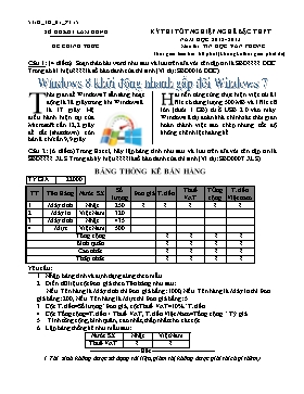 Đề thi thực hành Nghề phổ thông môn Tin học văn phòng - Đề 15 - Năm học 2012-2013 - Sở GD & ĐT Lâm Đồng (Kèm đáp án)