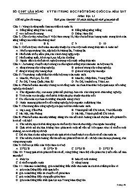 Kỳ thi trung học phổ thông quốc gia môn Địa lí Lớp 12 - Năm 2017 - Sở GDĐT Lâm Đồng (Có đáp án)