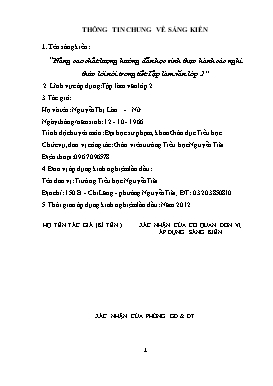 SKKN “ Nâng cao chất lượng hướng dẫn học sinh thực hành các nghi thức lời nói trong tiết Tập làm văn lớp 2 ” - Năm 2011-2012 - Nguyễn Thị Làn