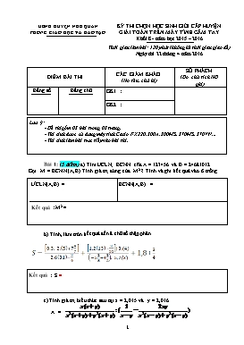 Đề thi chọn học sinh giỏi cấp huyện giải toán trên máy tính cầm tay Lớp 8 - Năm học 2015-2016 - Phòng GD&ĐT huyện Nho Quan (Có đáp án)