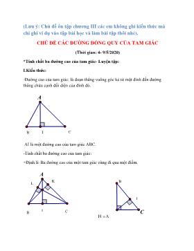 Bài giảng Toán Lớp 7 - Chủ đề: Các đường đồng quy của tam giác