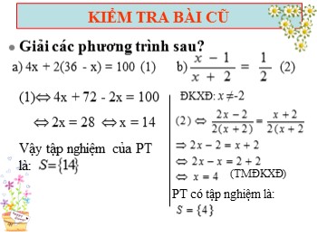 Bài giảng Toán Lớp 8 - Tiết 52, Bài 6: Giải toán bằng cách lập phương trình