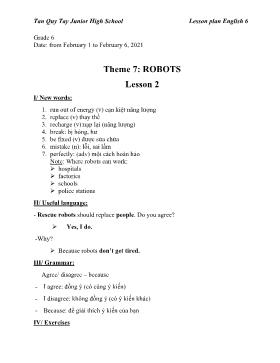 Ôn tập Tiếng Anh Lớp 6 - Theme 7: Robots - Lesson 2+3 - Trường THCS Tân Quý Tây