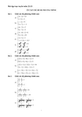 Ôn tập Toán Lớp 9 - Bài tập tuần 22+23: Ôn tập chủ đề hệ phương trình