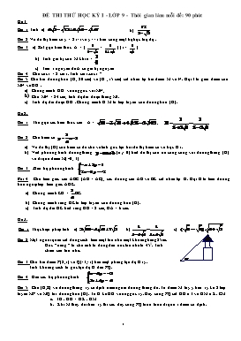 14 Đề thi thử học kỳ I môn Toán Lớp 9