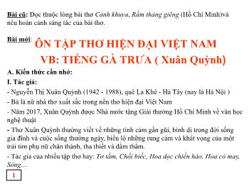 Bài giảng Ngữ Văn Lớp 7 - Ôn tập: Văn bản Tiếng gà trưa