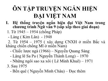 Bài giảng Ngữ Văn Lớp 9 - Bài: Ôn tập truyện ngắn hiện đại Việt Nam