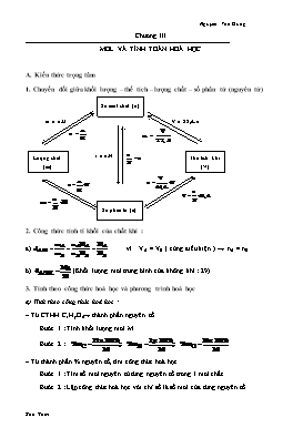 Bài tập ôn tập môn Hóa học Lớp 8 - Chương III: Mol và tính toán hoá học - Nguyễn Văn Dũng